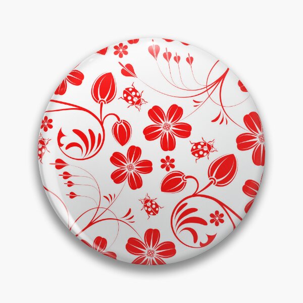 Item preview, Red Floral Fantasy Ladybug Garden Floral Flourish Red Floral Repeat designed and sold by TolgaSal.