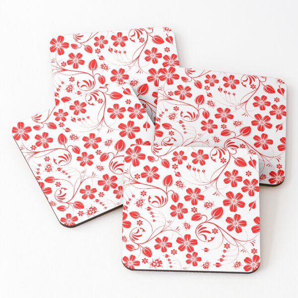 Item preview, Red Floral Fantasy Ladybug Garden Floral Flourish Red Floral Repeat designed and sold by TolgaSal.