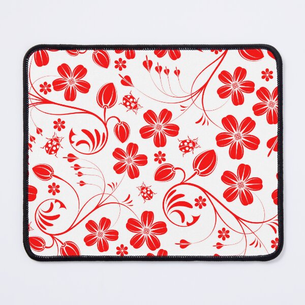 Item preview, Red Floral Fantasy Ladybug Garden Floral Flourish Red Floral Repeat designed and sold by TolgaSal.