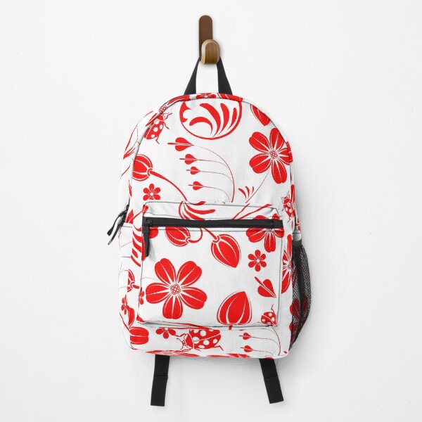 Item preview, Red Floral Fantasy Ladybug Garden Floral Flourish Red Floral Repeat designed and sold by TolgaSal.