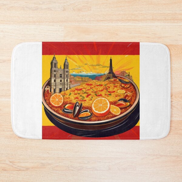 Item preview, Vibrant Spanish Paella and Iconic Landmarks Artwork designed and sold by RaiyaTees.