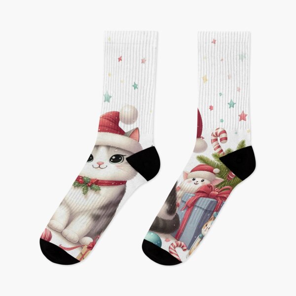 Item preview, Cute Christmas cat illustration on Redbubble products designed and sold by meesub.