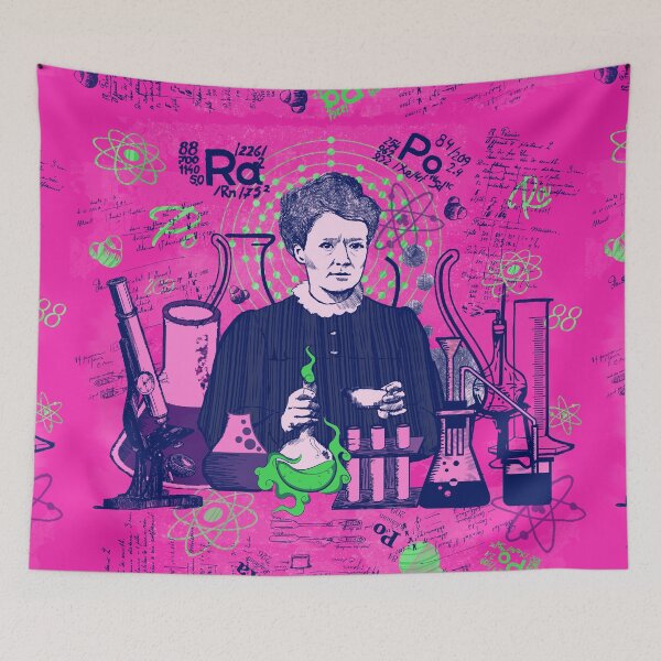 Item preview, Maria Skłodowska-Curie in green and pink designed and sold by Drawmecute.