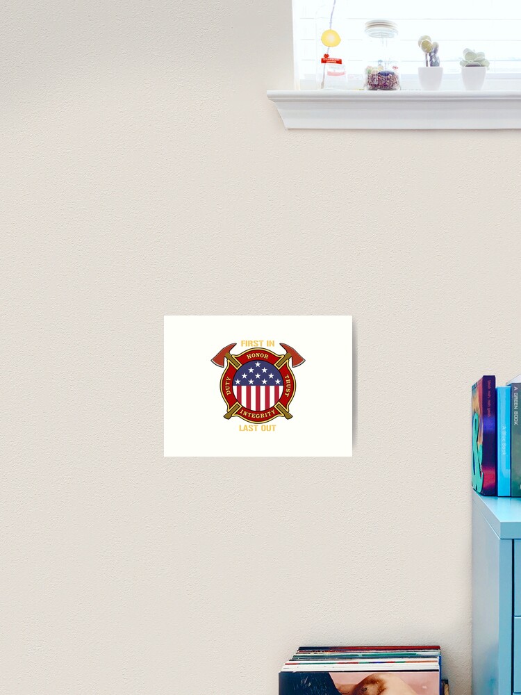 Firefighter American Flag Emblem Art Print By Dlonnigan Redbubble