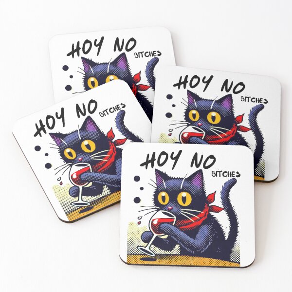 Item preview, A cat drinking red wine Hoy no bitches! Spanglish  designed and sold by ZMaria.