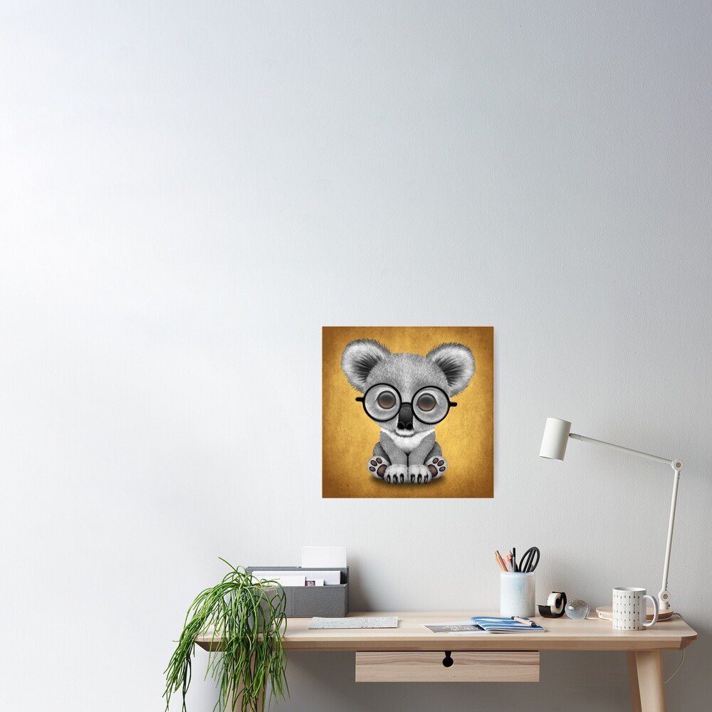 Cute Baby Koala Bear Cub Wearing Glasses - Cute Koala - Posters