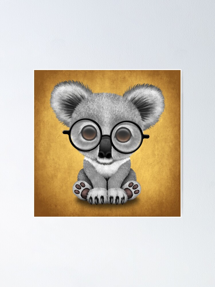 Cute Baby Koala Bear Cub Wearing Glasses - Cute Koala - Posters