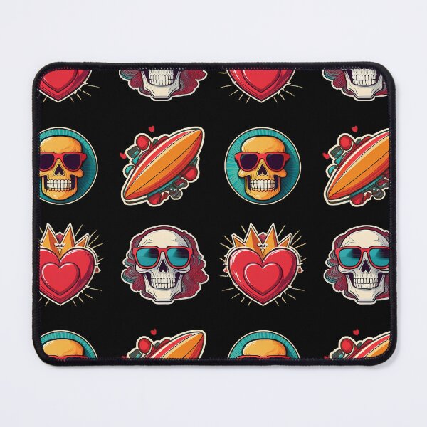 Item preview, Skulls Heart Surf | Sticker Pattern | Retro Collection designed and sold by monkeybusiness.pt.