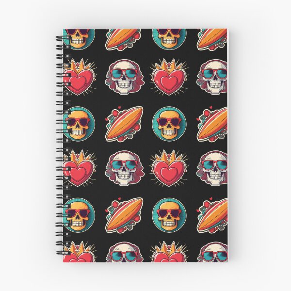 Item preview, Skulls Heart Surf | Sticker Pattern | Retro Collection designed and sold by monkeybusiness.pt.