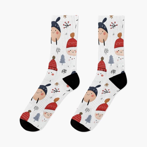Item preview, Seamless Pattern with Snowmen, Christmas Hats, and Winter Decorations designed and sold by WIKKI-White.