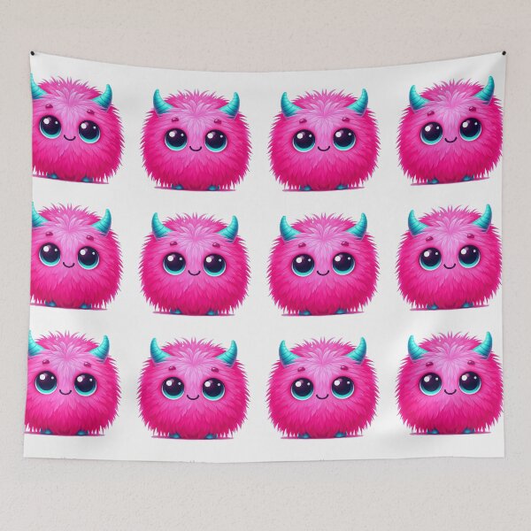 Item preview, adorable pink fluffy monster designed and sold by nicnacc.