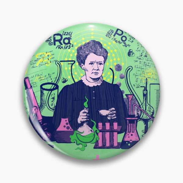 Item preview, Maria Skłodowska-Curie in green and pink; pastel; Radiant minds designed and sold by Drawmecute.