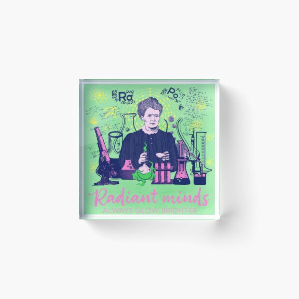 Item preview, Maria Skłodowska-Curie in green and pink; pastel; Radiant minds designed and sold by Drawmecute.