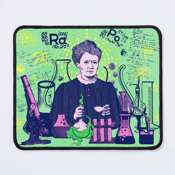 Item preview, Maria Skłodowska-Curie in green and pink; pastel; Radiant minds designed and sold by Drawmecute.