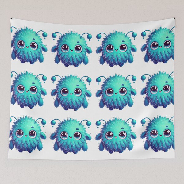 Item preview, cute fluffy blue monster designed and sold by nicnacc.