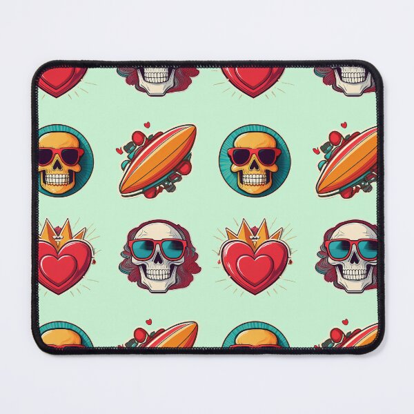 Item preview, Skulls Heart Surf | Sticker Pattern | Retro Collection designed and sold by monkeybusiness.pt.
