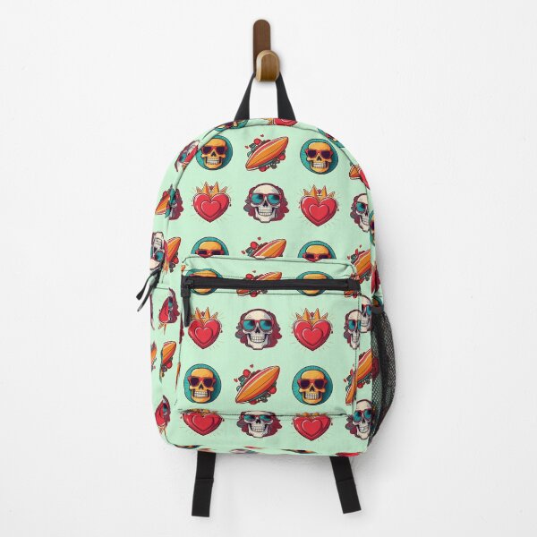 Item preview, Skulls Heart Surf | Sticker Pattern | Retro Collection designed and sold by monkeybusiness.pt.