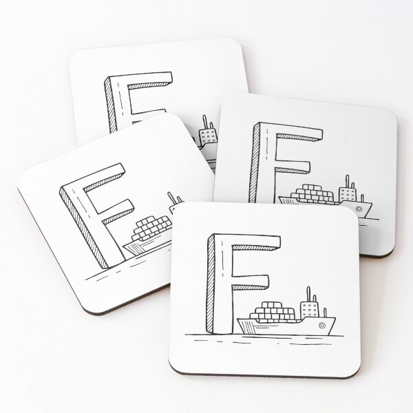 Artikelvorschau, Abbildung: Buchstabe F neben Frachtschiff entworfen und verkauft von rasagamastore.