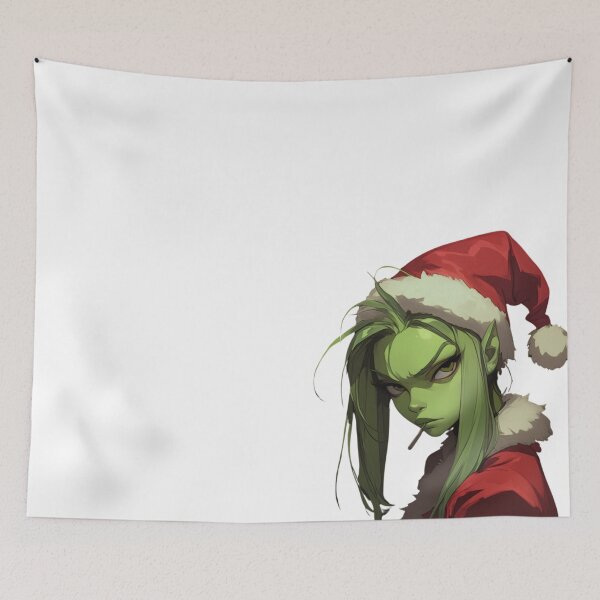 Item preview, The Girl Grinch – Festive Rebel Portrait designed and sold by KazyWeeb.