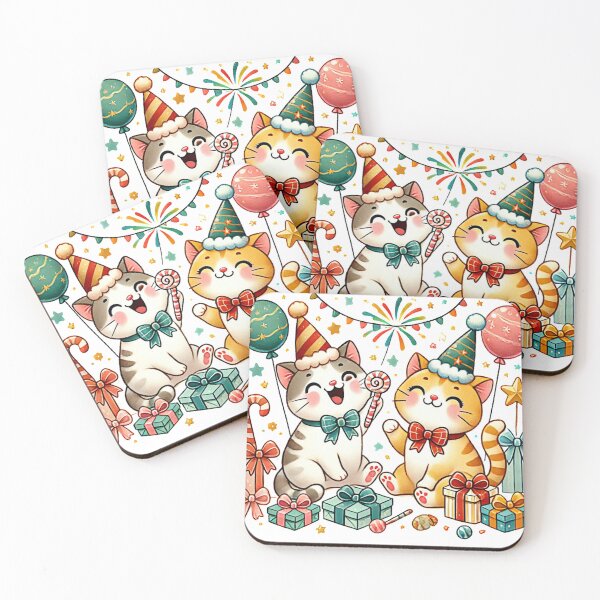 Item preview, Festive Cats Celebrating Christmas - Cute Holiday Illustration.Holiday Decor & Pet Lover Art: Perfect for cat lovers looking to add festive, cat-themed decorations to their homes.  designed and sold by meesub.
