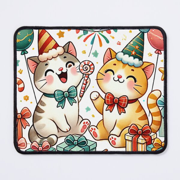 Item preview, Festive Cats Celebrating Christmas - Cute Holiday Illustration.Holiday Decor & Pet Lover Art: Perfect for cat lovers looking to add festive, cat-themed decorations to their homes. designed and sold by meesub.