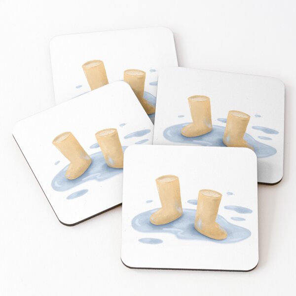 Item preview, Pastel Yellow Rainboots In Puddle designed and sold by TakovaCitliva.