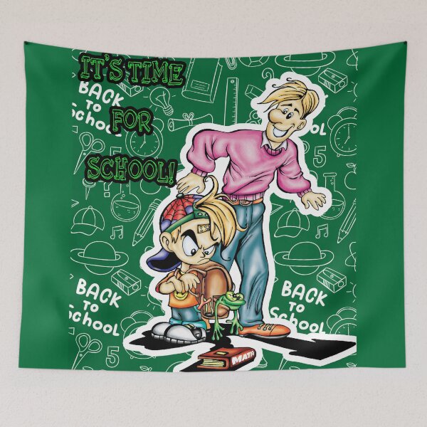 Item preview, Back to school, its time for school cartoon illustration designed and sold by Dimisbarbarian.