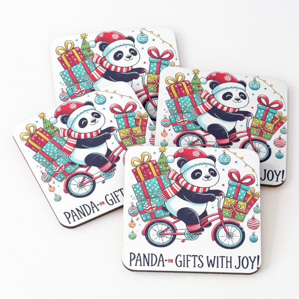 Item preview, Christmas Panda Delivery Fun-Festive Panda Riding with Gifts designed and sold by PixelMuse2024.