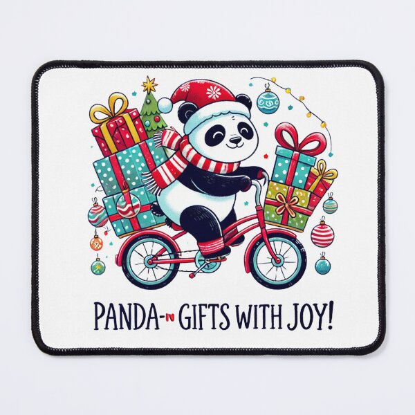 Item preview, Christmas Panda Delivery Fun-Festive Panda Riding with Gifts designed and sold by PixelMuse2024.