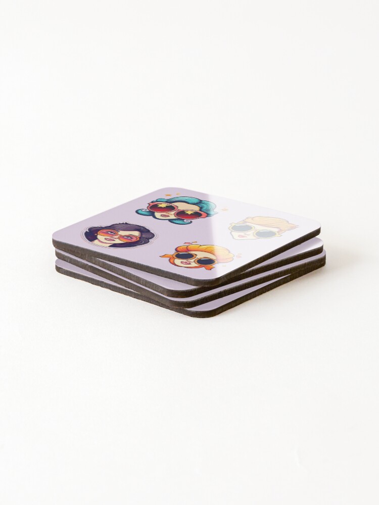Thumbnail 4 of 5, Coasters (Set of 4), Woman Fashion Style | Sticker Pattern | Retro Collection designed and sold by monkeybusiness-.