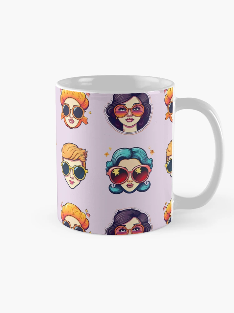 Thumbnail 3 of 6, Coffee Mug, Woman Fashion Style | Sticker Pattern | Retro Collection designed and sold by monkeybusiness.pt.