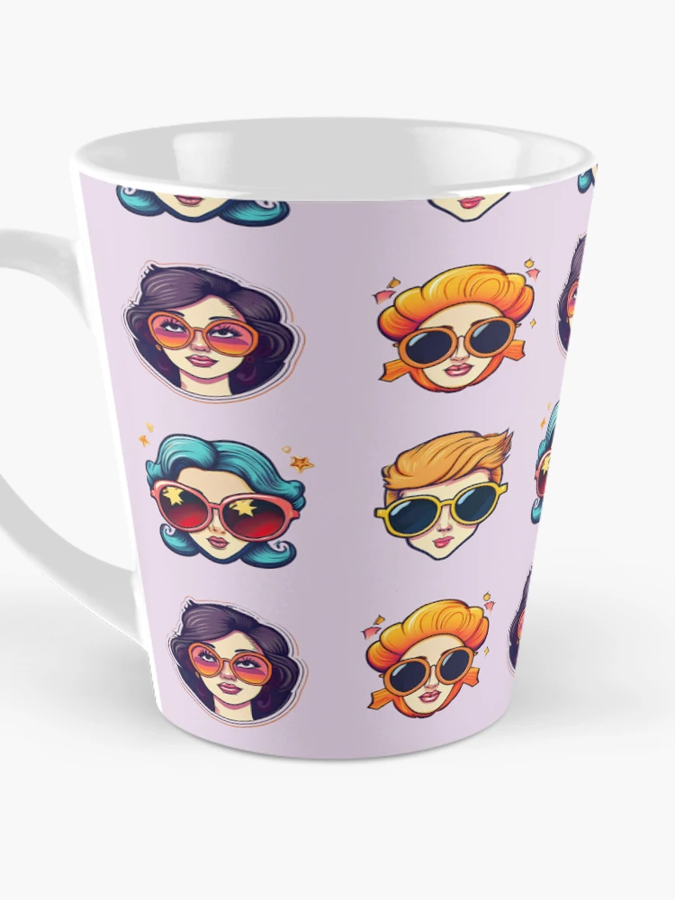 Thumbnail 3 of 4, Coffee Mug, Woman Fashion Style | Sticker Pattern | Retro Collection designed and sold by monkeybusiness.pt.