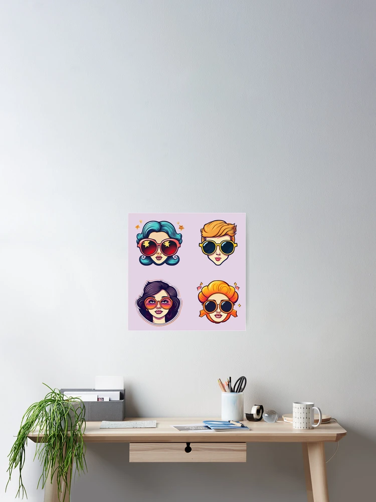 Thumbnail 2 of 3, Poster, Woman Fashion Style | Sticker Pattern | Retro Collection designed and sold by monkeybusiness.pt.