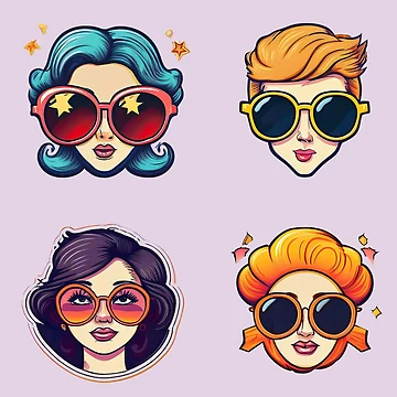 Artwork thumbnail, Woman Fashion Style | Sticker Pattern | Retro Collection by monkeybusiness.pt