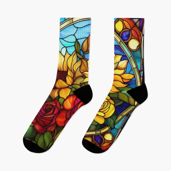 Item preview, Stain glass Sunflowers and Roses designed and sold by ChippyChics.