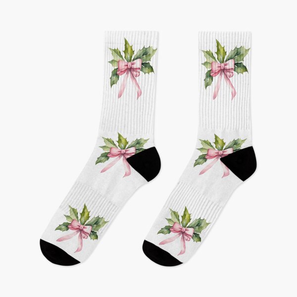 Item preview,   Christmas  Coquette Bow Watercolor Minimalist Florals Pattern  Green Pink ,Christmas  Romantic Elegant Pattern designed and sold by KolorellaS.