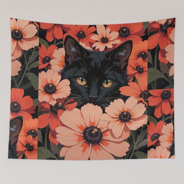 Item preview, Orange bloom contrast a mysterious black cat designed and sold by ShroomForge.