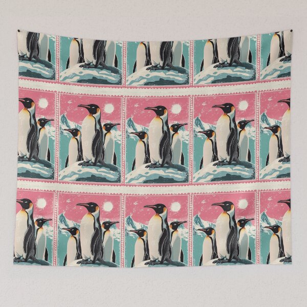 Item preview, Postage Stamp with Penguins North Pole Vintage Style designed and sold by karolaan.
