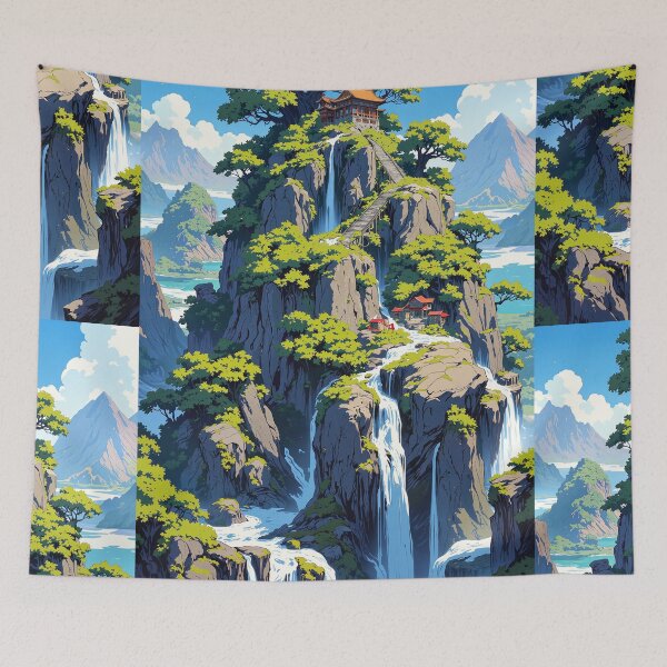 Item preview, Pagoda amidst waterfall cascades designed and sold by ShroomForge.