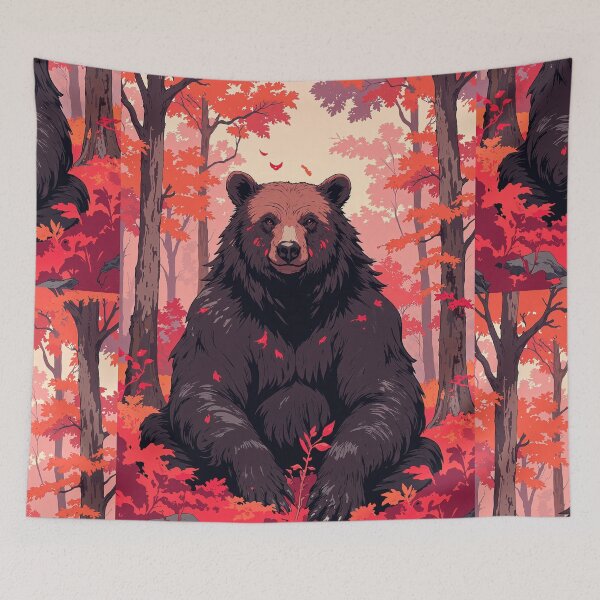 Item preview, Red markings a giant black bear amidst an designed and sold by MadeByHaresShop.