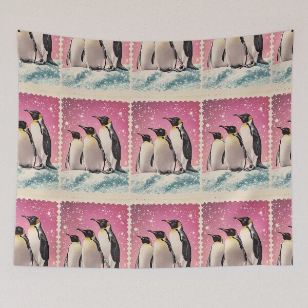 Item preview, Penguin Stamp North Pole Vintage Pink Style designed and sold by karolaan.