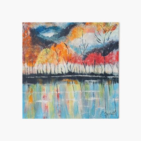 Vibrant Abstract Landscape Painting - Autumn Reflections Art Board Print