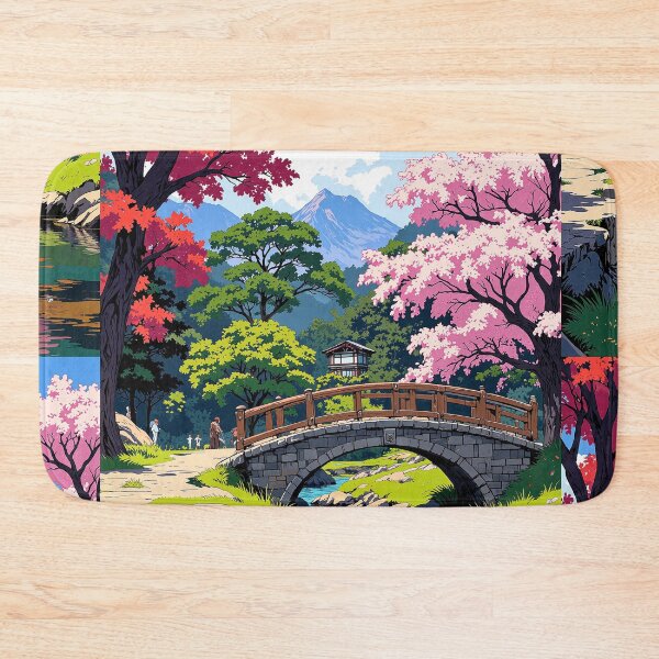 Item preview, Serene reflections red brick arches over streamside tranquility designed and sold by MadeByHaresShop.