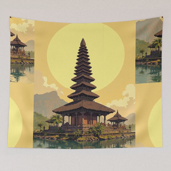 Artikelvorschau, Heitere Symphonie balinesischen Tempel spiegelt sich auf ruhigem Wasser entworfen und verkauft von MadeByHaresShop.