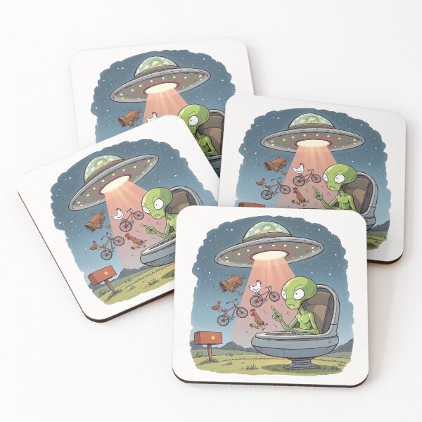 Item preview, Alien Abduction Chickens and Bicycles Gone Wild Space Cartoon Fun designed and sold by Kia Blaze.