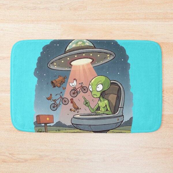 Item preview, Alien Abduction Chickens and Bicycles Gone Wild Space Cartoon Fun designed and sold by Kia Blaze.