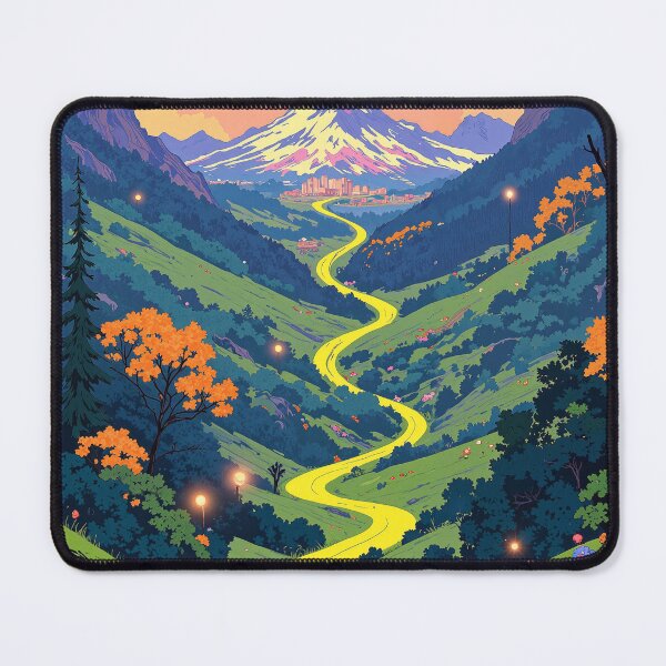 Item preview, Serene yellow horizon a moonlit mountain landscape with designed and sold by MadeByHaresShop.