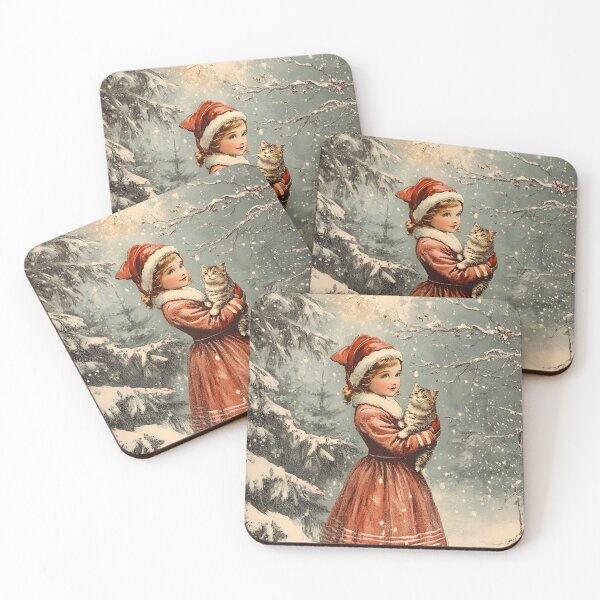 Item preview, Victorian Christmas Girl and Cat designed and sold by Baharspirit.
