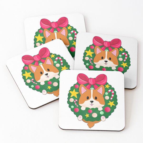 Item preview, Cute corgi puppy inside a Christmas wreath designed and sold by Wolshebnaja.