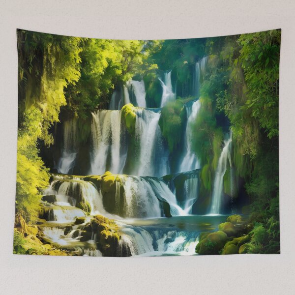 Item preview, waterfalls in the green forest or green jungle designed and sold by AA-designstore.